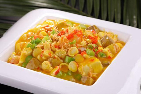 二十道简单易做家常菜 蟹黄豆腐的做法图片