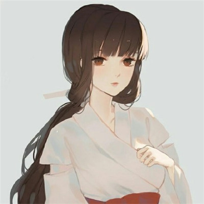 女生动漫黑白背影头像图片
