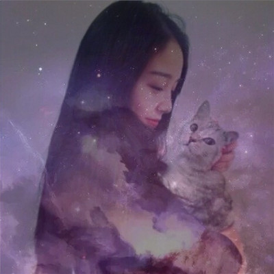 抱着猫的侧身女生头像图片