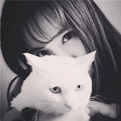 抱着猫的侧身女生头像图片