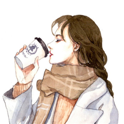 qq头像女生侧脸喝水图片