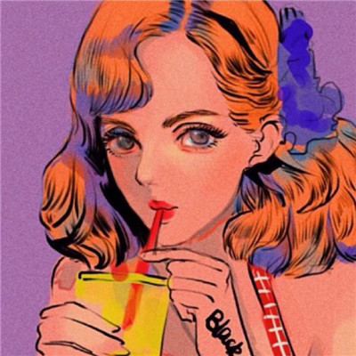 qq头像女生侧脸喝水图片