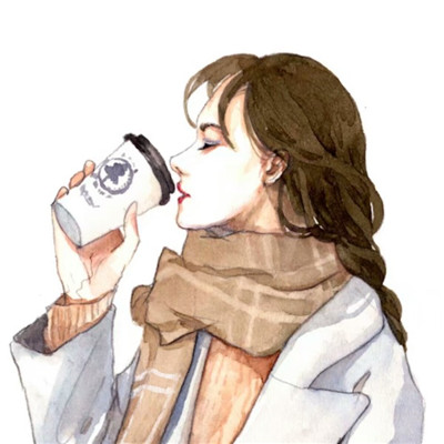 qq头像女生侧脸喝水图片