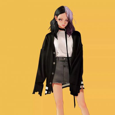 手绘女生 霸气超拽全身头像