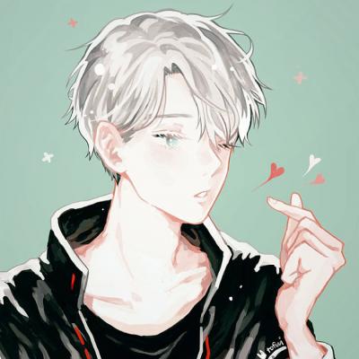 比心手势情侣头像 男女比心动漫头像