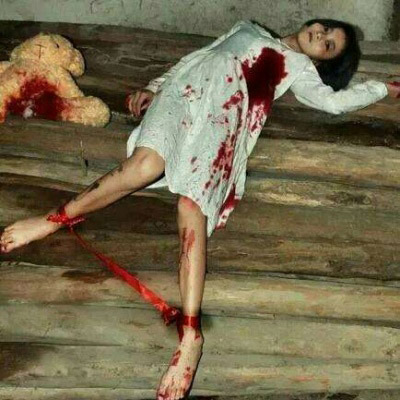 病娇女头像真人血腥 暗黑丧系带血的恐怖头像