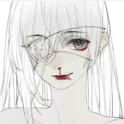 暗黑系病女头像动漫黑白 女生冷酷嗜血恐怖惊悚头像图片