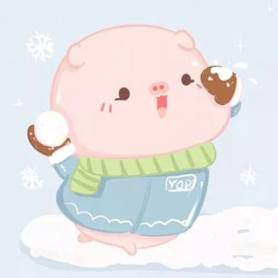 动漫小猪情侣头像一对 卡通小粉猪情侣头像