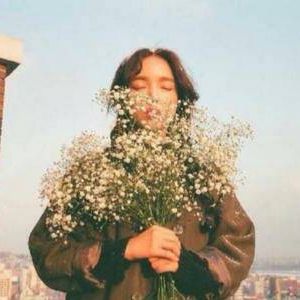 抱着满天星的女生头像 女生拿满天星图片唯美