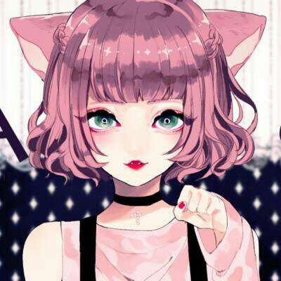 动漫头像女生可爱猫耳 粉色二次元猫耳萌妹子头像