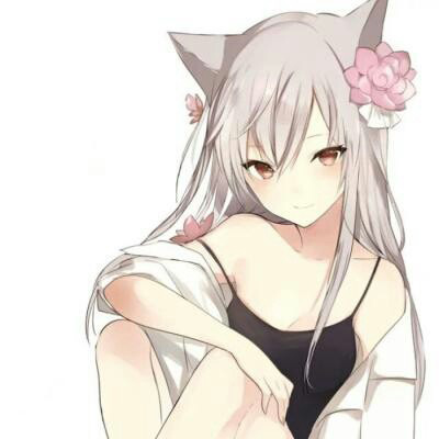 动漫头像女生可爱猫耳 粉色二次元猫耳萌妹子头像