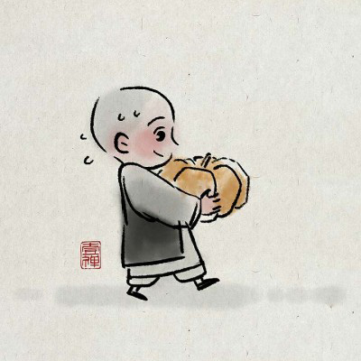 一禅小和尚头像手绘极简图片