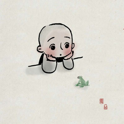 一禅小和尚头像手绘极简图片