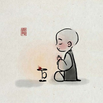 一禅小和尚头像手绘极简图片