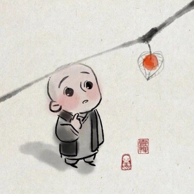 一禅小和尚头像手绘极简图片
