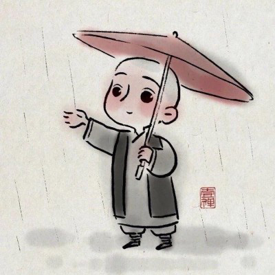一禅小和尚头像手绘极简图片