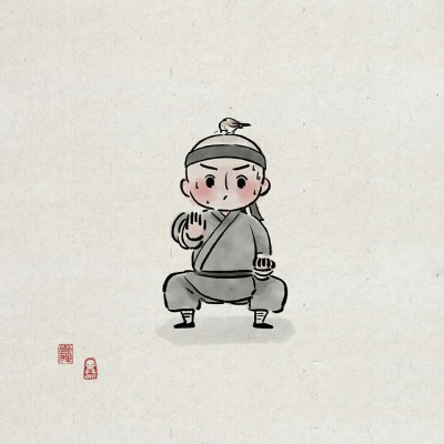 一禅小和尚头像手绘极简图片