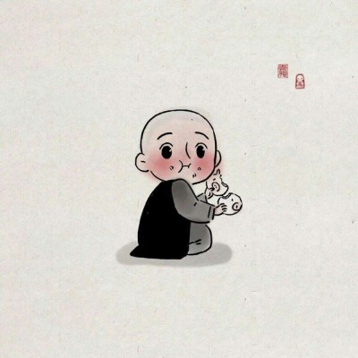 一禅小和尚头像手绘极简图片