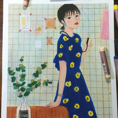 插画头像小清新文艺 日本手绘小清新插画图片