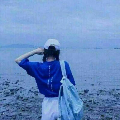 蓝色控女生头像 清纯侧脸高清头像图