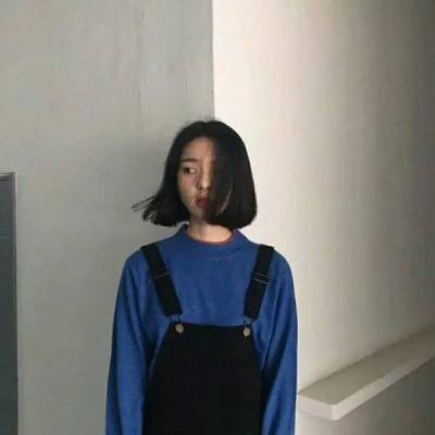 蓝色控女生头像 清纯侧脸高清头像图