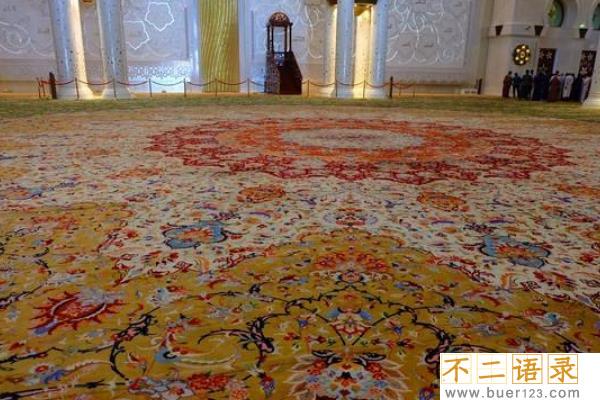 世界上最大的波斯地毯:铺满整个清真寺(结就打了2亿个)图片