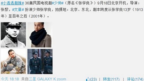 电视剧《少帅》演员表剧情介绍 文章复出演张学良图片