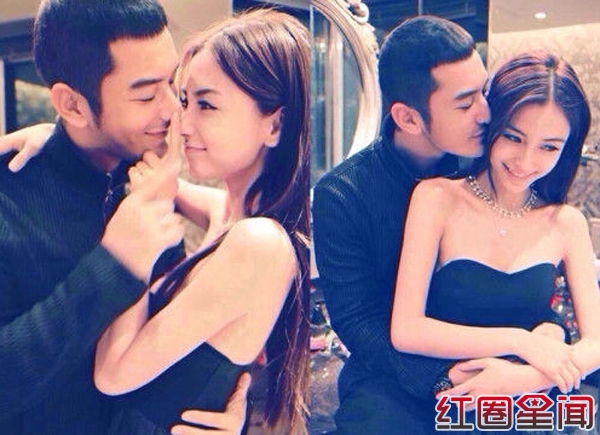 黄晓明与Angelababy牵手亮相 大秀鸽子蛋钻戒图片