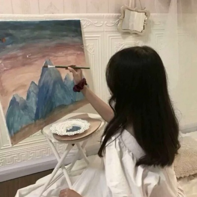 手绘动漫抱猫女生头像唯美图片