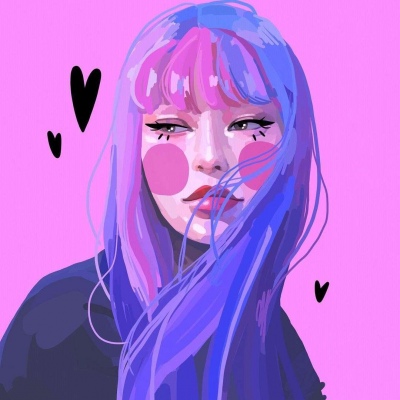 高清手绘怪异风格另类头像qq头像背影女生背书包图片