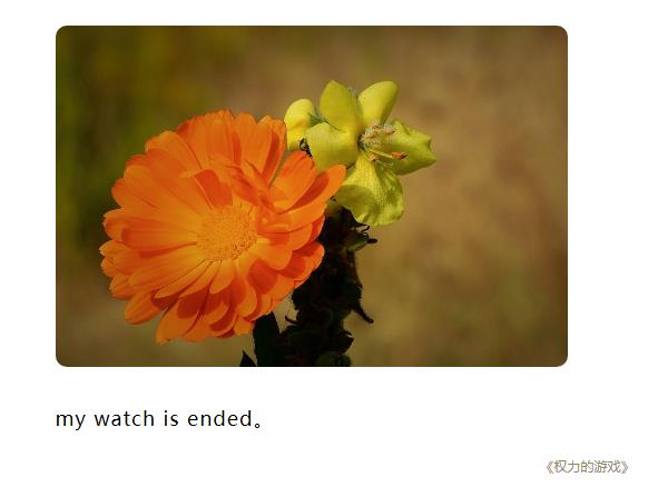 my watch is ended 我的手表　出自《权力的游戏》