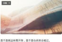 是不是就这样离开我,是不是也一样会难过