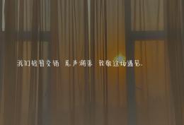 我们短暂交错,尾声潮落,致敬这场遇见