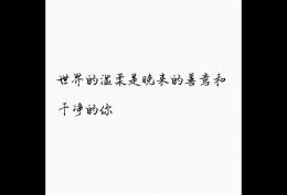 世界的温柔，是晚来的善意和干净的你